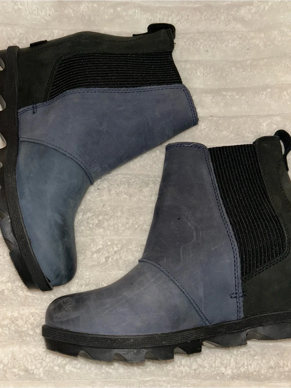 Sorel Navy and Black Chelsea Wedge Booties